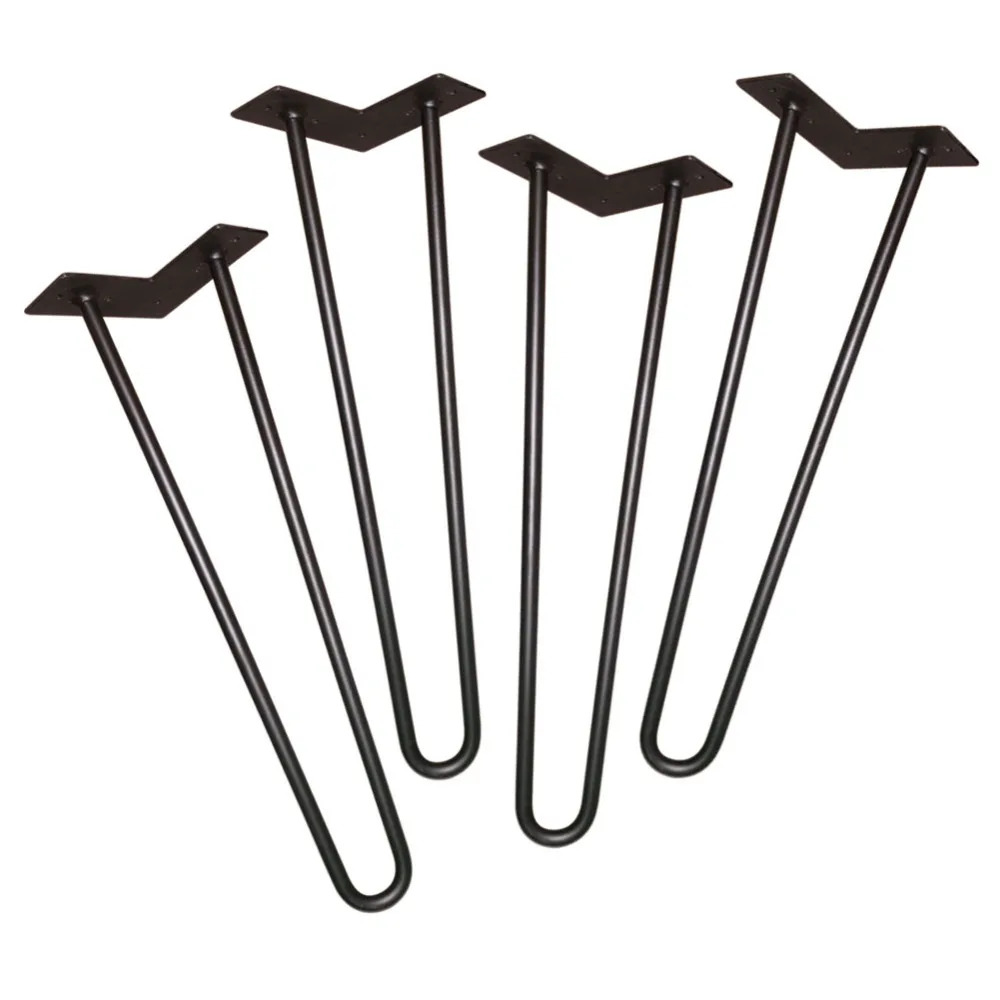 

Black 610MM Metal Funiture Legs,Set of 4,2 rod 3/8" Solid Iron,Mid-Century Modern Style Hairpin Leg For Coffee Table