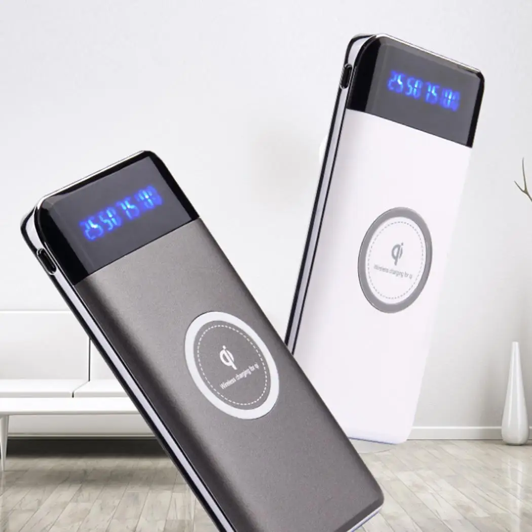 Портативное Qi Беспроводное зарядное устройство 10000Amh power bank светодиодный цифровой дисплей Беспроводное зарядное устройство Быстрая зарядка USB Внешняя батарея