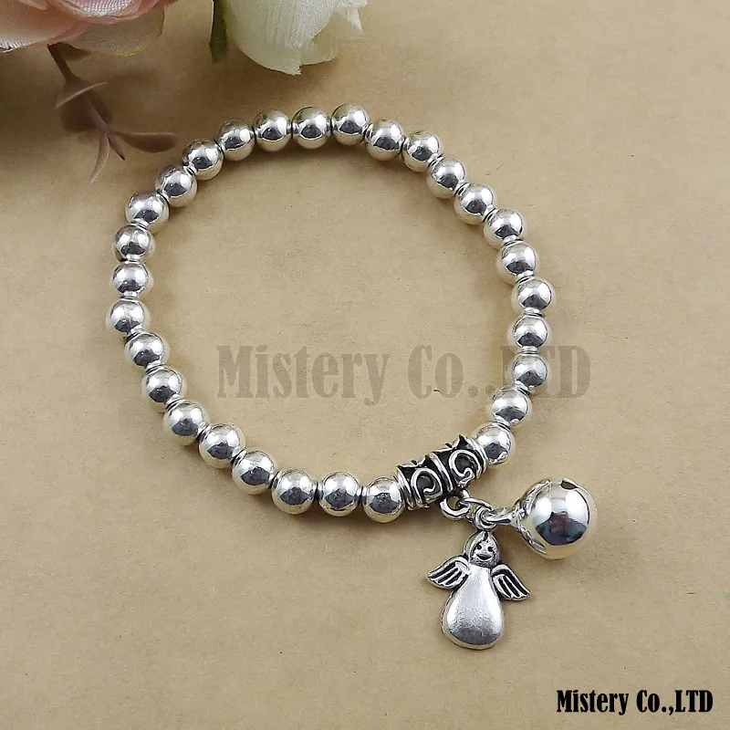 

Gypsy Angel Charm Bell Balls Beads Stretch Tibetan Silver Color Vintage Fashion Bracelet Wholesale Jewelry Jewellery Gift