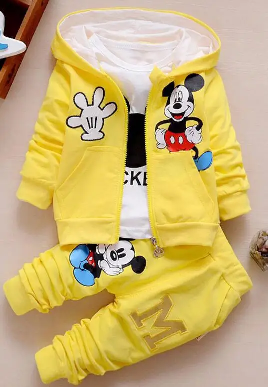 Г. Комплект одежды для маленьких детей, Meisjes, Minnie Kleding, Kinderen Herfst, 3 штуки, комплекты, Capuchon Jas, жилет, Pakken Katoen Jongens, с рисунком, kleding - Цвет: yellow