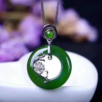 

Hetian Biyu Silver Inlay Pendant Drop Pendant j27#