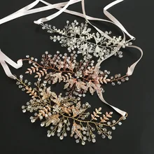 SLBRIDAL ручной работы кристалл Стразы Жемчуг цветок Свадебная Тиара головная повязка свадебные волосы лоза аксессуары для волос женские ювелирные изделия
