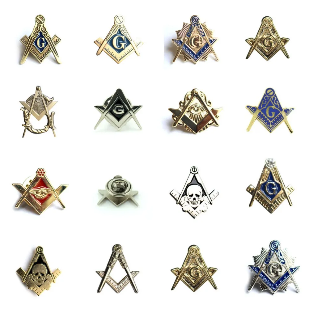 SUPERB GOLD OR SILVER MASONIC TIE PIN SQUARE AND COMPASS WITH G 