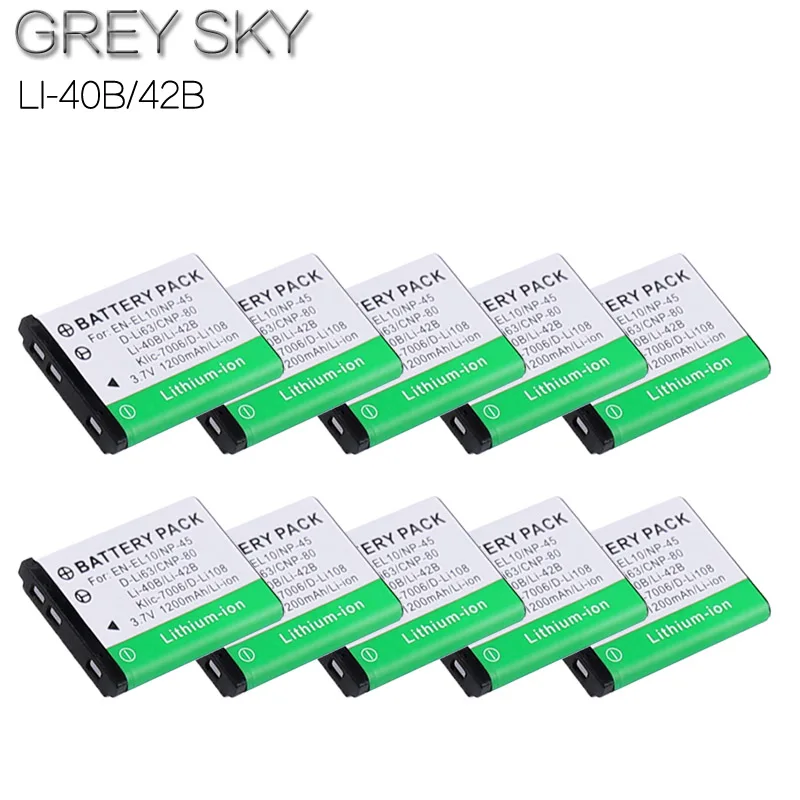 

Original Nikon EN-EL10 3.7V 1200Ah Li-40B Li-42B Camera Battery for Olympus Leise D-Li63 Fuji NP45 Li 40B 42B Li40B Rechargeable