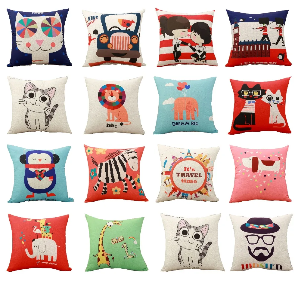 Animal Printed Cute Cartoon Cushion Cover Throw Pillow Case For Sofa Car Seat | Дом и сад