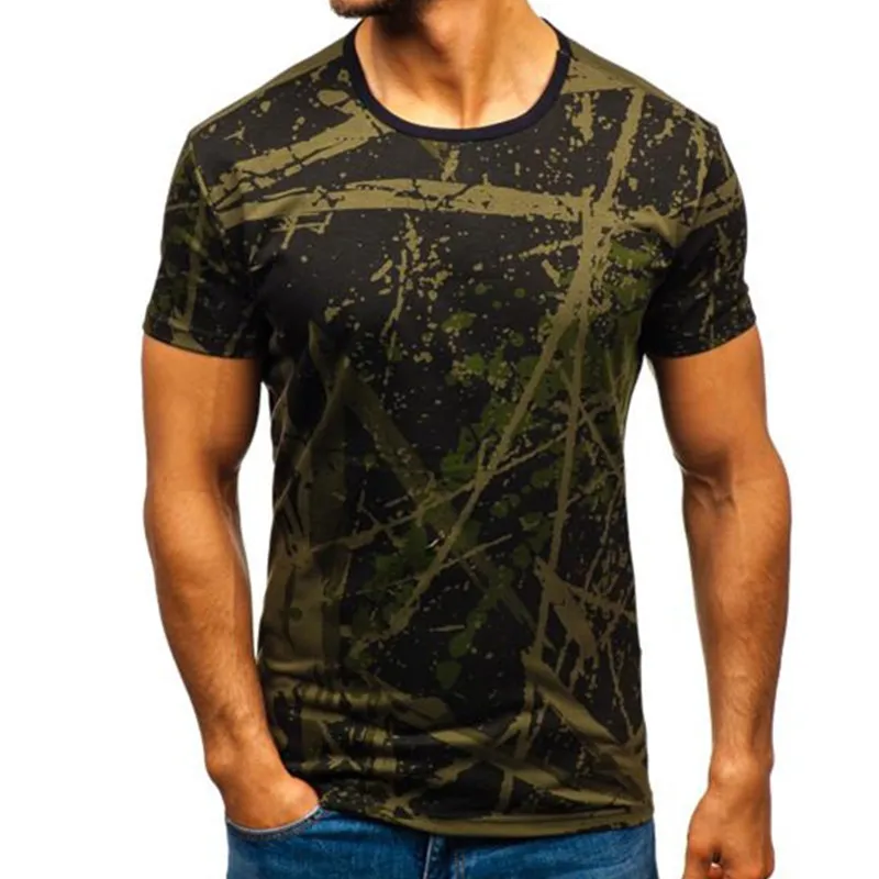 

Polyester Casual Men's T-shirt O Neck Short Sleeves Print CottonT-Shirt Bodybuilding Tops Slim Tee Fashion Male Clothing D40
