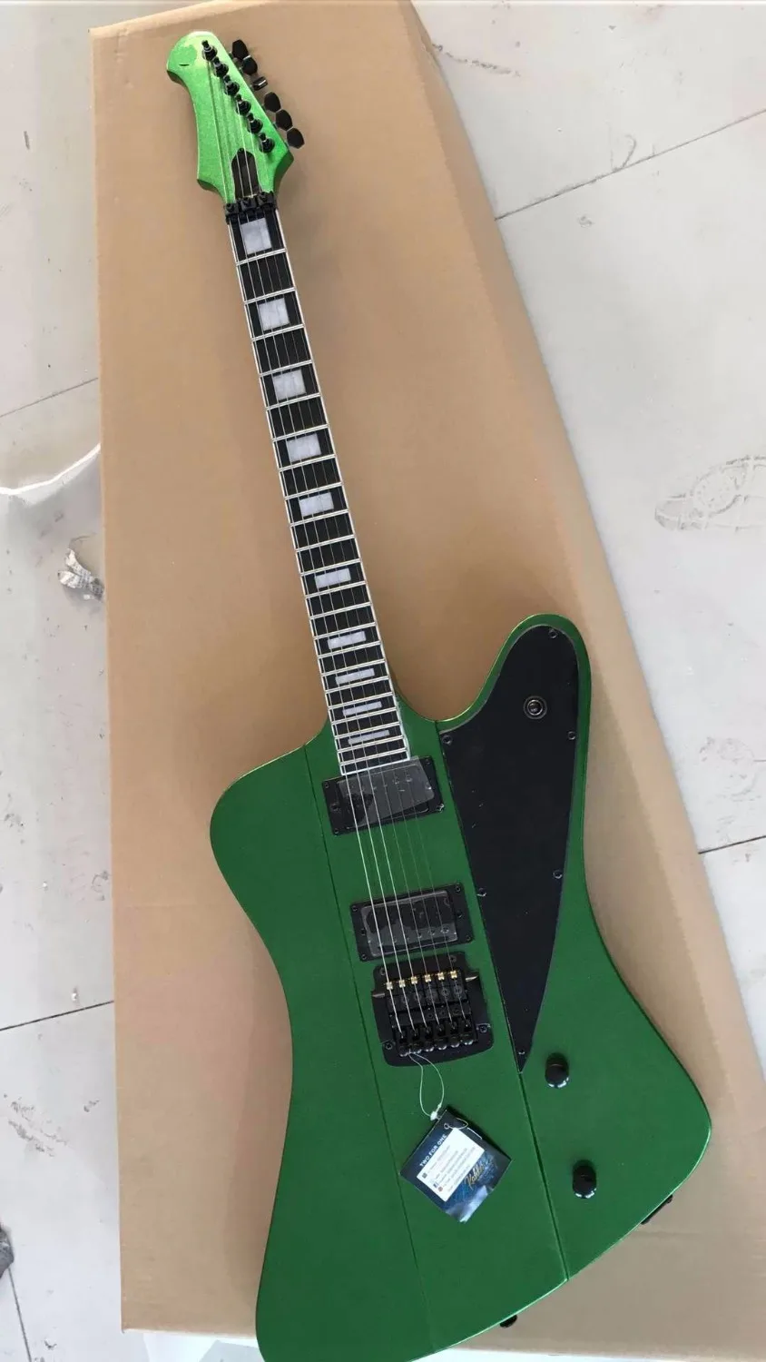 

Wholesale Cheap Guitar Custom Firebird Electric Guitar With kahler tremolo Ebony Fretboard Top Quality In Matel Green 170302
