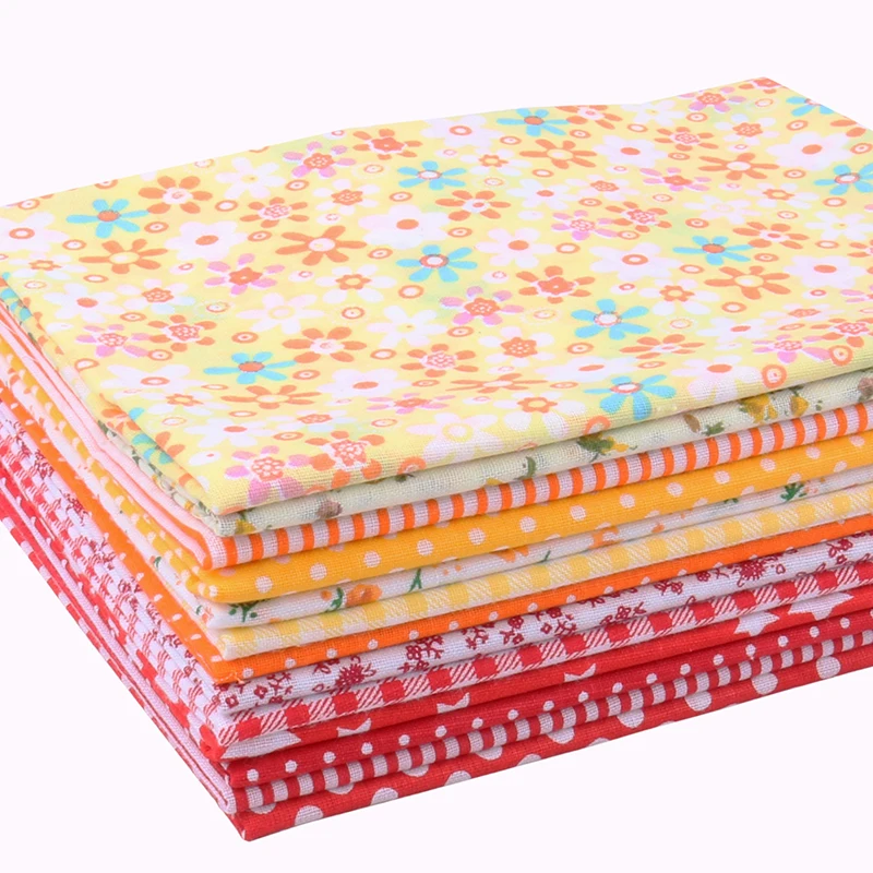 

Nanchuang Yellow&Red Thin Cotton Fabric Patchwork For Sewing Scrapbook Cloth Tissue Quilt Needlework Pattern 25x25m 14Pcs/Lot