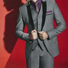 Новое поступление, 1 пуговица, серый цвет, 5 шт.(куртка+ штаны+ галстук+ жилет+ носовые платки), модная новинка, пальто, мужские термокомплекты на заказ, Masculino