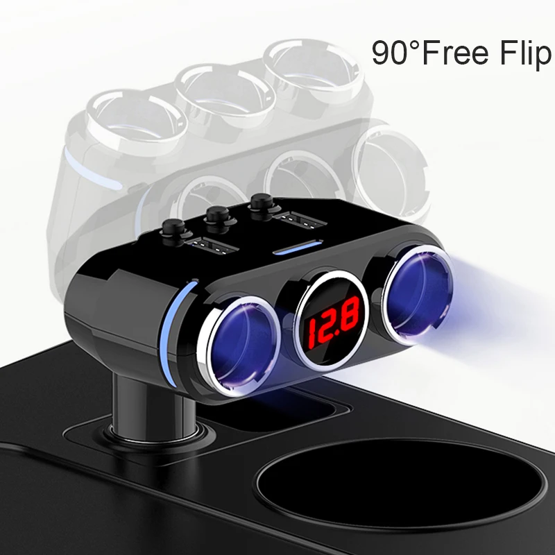 

12V-24V Car Cigarette Lighter Socket Splitter Plug LED USB Charger Adapter 3.1A 100W Detection For Phone MP3 DVR Accessories