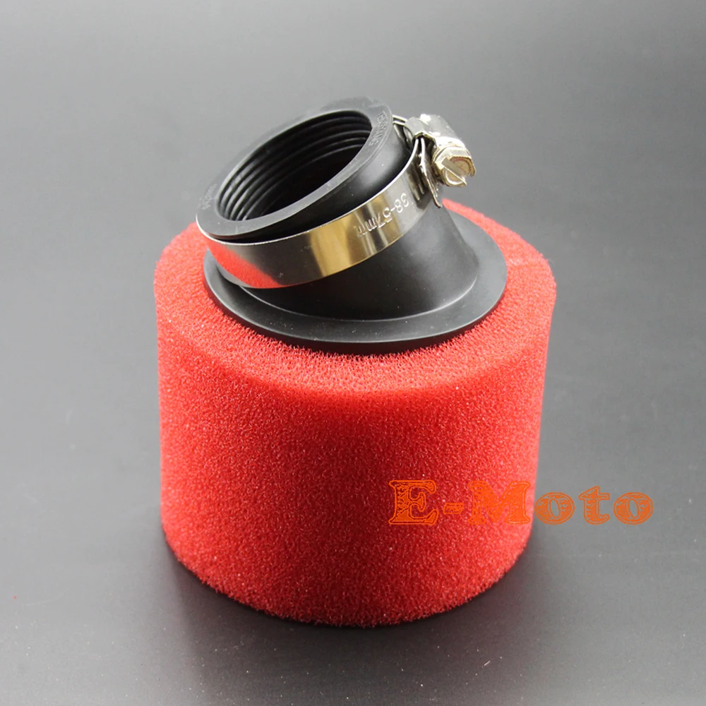 42mm RED Dual Foam Pod Air Filter Angled Fitting For Dirt Bikes Quad