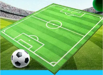

43"*51" Designer Cartoon Soccer Playing Field Kids Rug Modern Football Pitch Carpet for Living Room Bedroom Fashion Mat Play Pad