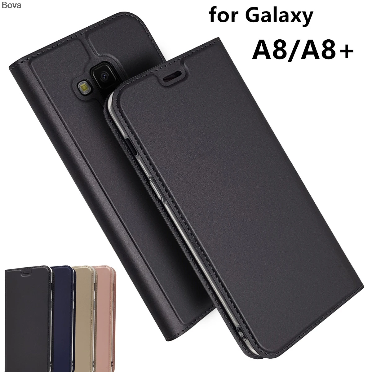 

Wallet style Magnetic Adsorption Case Pu Leather for Samsung Galaxy A8 2018 A530F / A8 Plus+2018 A730F Matte Flip Cover Case