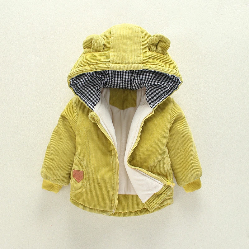  Warm Winter Children Baby Girls Boys Corduroy Velvet Kids Hooded Long Sleeve Jacket Coat Outwear fa