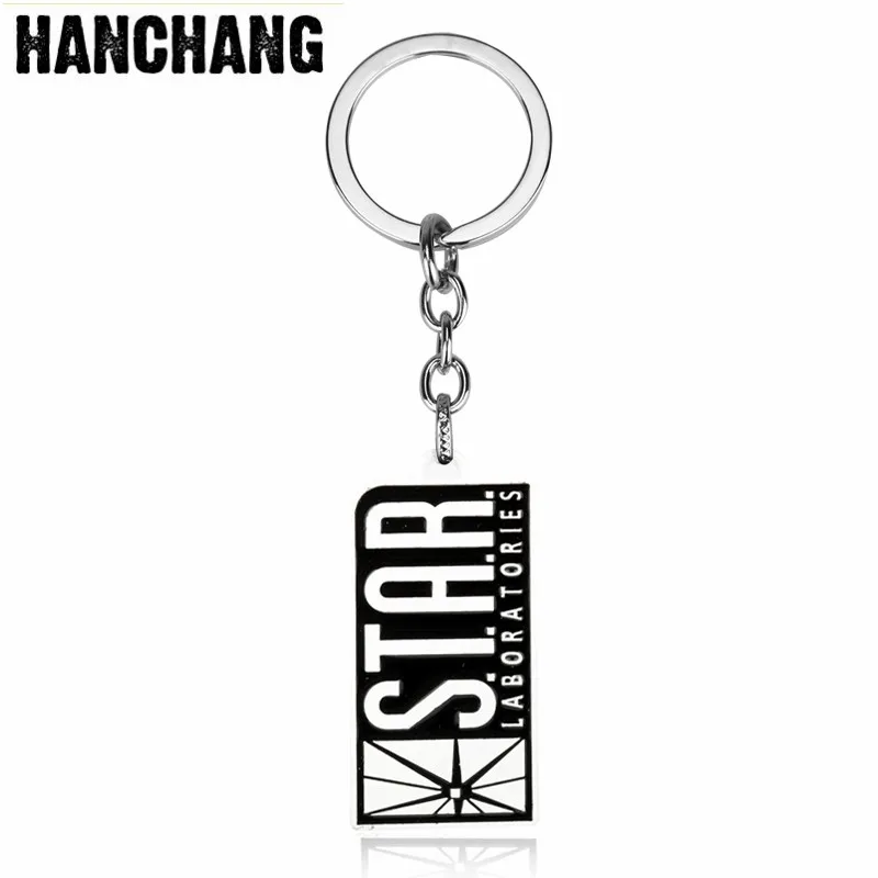 

New Arrival Men Cool Jewelry Dog Tag Key Chain Letter"STAR LABORATORIES" Square Key Buckles Keyring Chain Chaveiros For Male