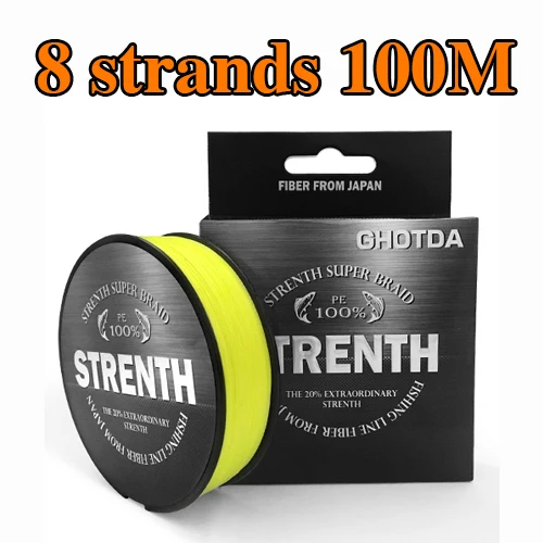 GHOTDA Braided Fishing Line 8 Strands 9 Strands 4 Strands Yellow 100M 150M 300M 500M Cord linha multifilamento 4/8/9 Fishing - Цвет: 8 Strands 100M