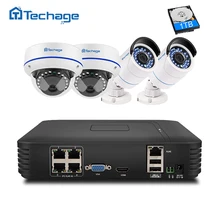 Techage 4CH 1080P HD NVR Kit POE CCTV System 2MP Dome Indoor Bullet Outdoor IP Camera