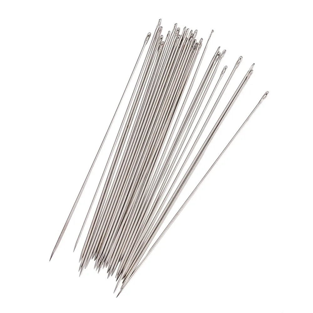 

Steel Beading Needles, Platinum, 80x0.45mm; about 30pcs/bag