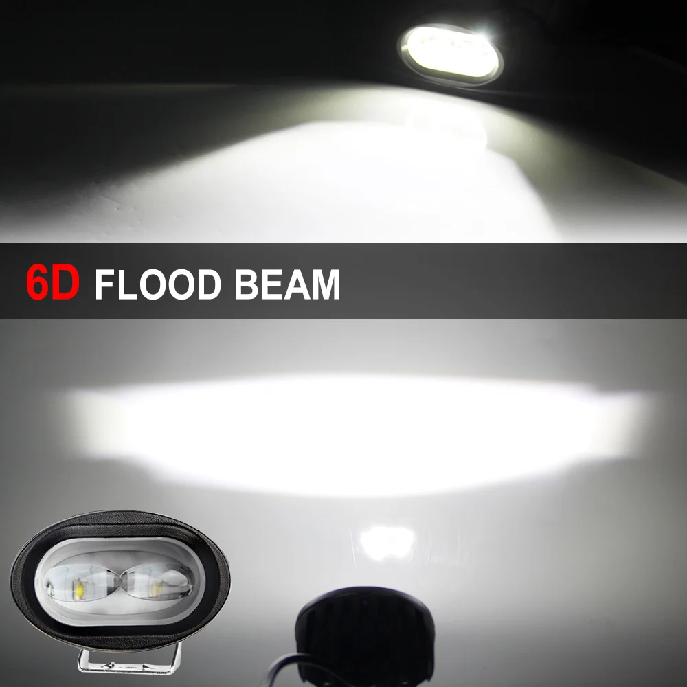 Braveway 3,6 дюймов заливающий луч/точечный светодиодный рабочий светильник Водонепроницаемый внедорожный грузовик Автомобильный светодиодный рабочий светильник 12V светодиодный Экстра светильник для мотоцикла ATV - Цвет: 6D Flood Light
