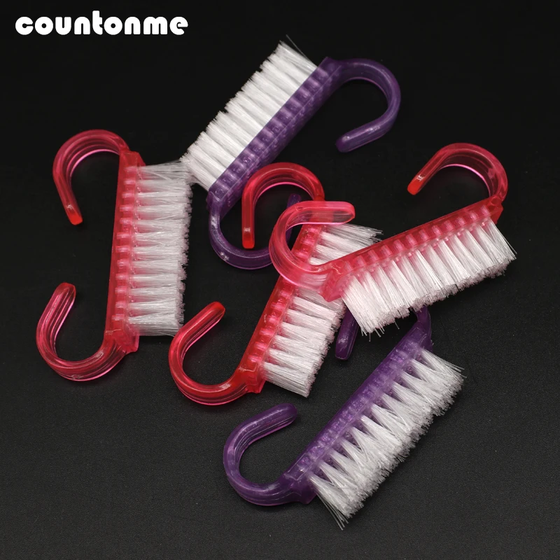 

10pcs/lot Nail Cleaning Brush Plastic Dust Clean Brush Soft Pedicure Rectangular Head Small Angle Clear Nail makeup Tools Set