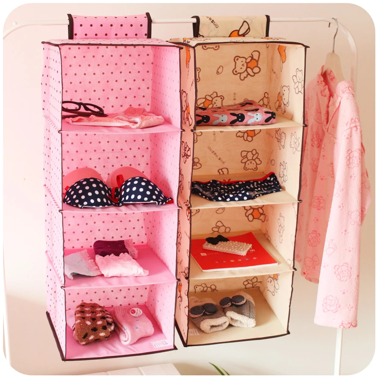 Free shipping fresh at home non woven fabric wardrobe storage bag cute wall hanging storage bag