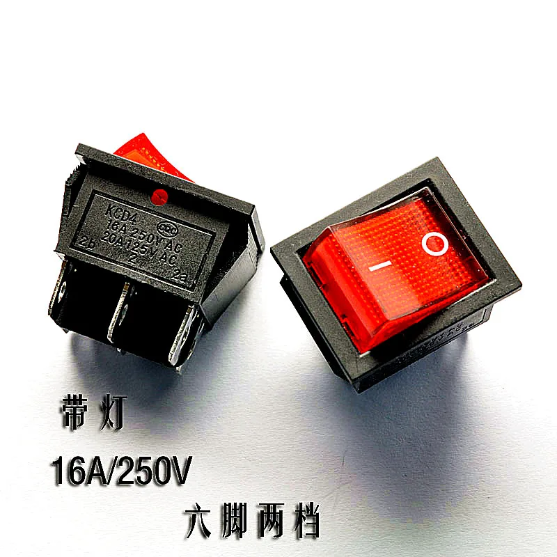 

Large ship type switch KCD2 KCD4-202 Red 6 feet 2 files with light 16A/250V 10PCS