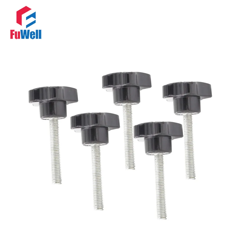 5pcs M6 x 45mm Thread 25mm Head Diameter Star Handles Star Shaped Star