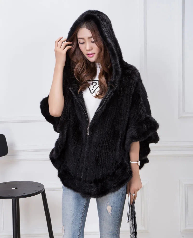 mink fur poncho brown 14