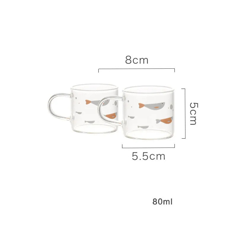 High Borosilicate Glass Tea Pot Transparent Infuser Handmade Flower Tea Set Heat Resistant Strainer Kongfu Tea Flower Tea Kettle - Цвет: 2 pcs Fish Cup