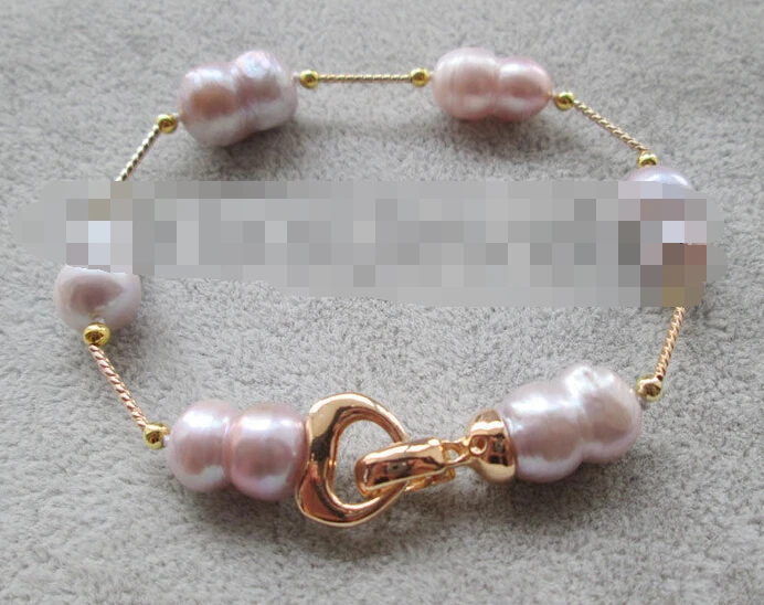 

free shipping 09566 purple baroque freshwater pearl bracelet - GP clasp
