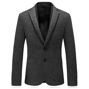 

MarKyi fashion knitted wool men's blazers and suit jackets good quality winter mens slim fit blazer