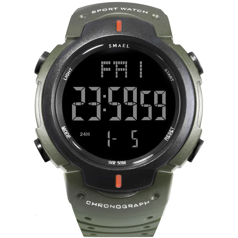 SMAEL военные часы армейские модные часы мужские большой циферблат S Shock Relojes Hombre повседневные спортивные часы 0915 светодиодный цифровые часы для мужчин - Цвет: Army Green