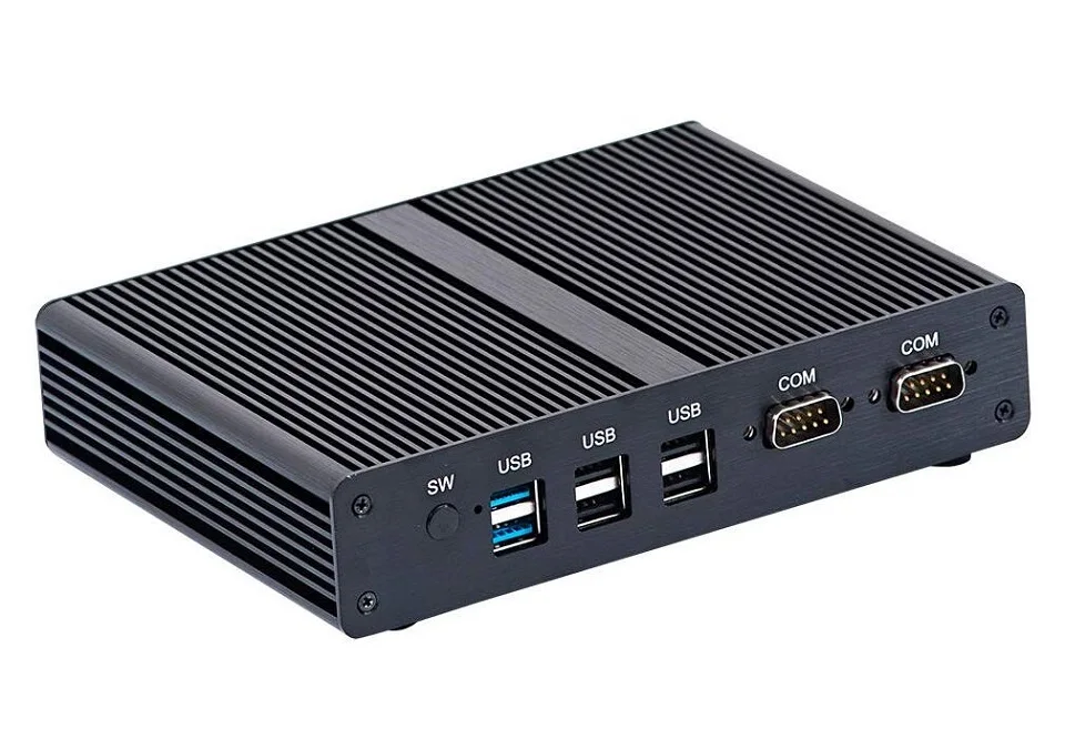 Безвентиляторный промышленный ПК мини компьютеров Windows 10 Pro Linux Ubuntu (убу́нту-операционная система Intel 4 ядра J1900 2 Lan 2 RS232 RS422 RS485 VGA HDMI
