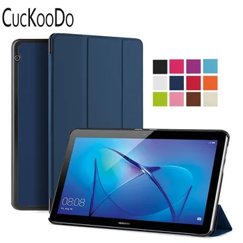 

CucKooDo 30Pcs/lot Slim-Fit Leather Smart Stand Cover with Auto Wake/Sleep Function For HUAWEI MediaPad T3 10.0 inch Tablet