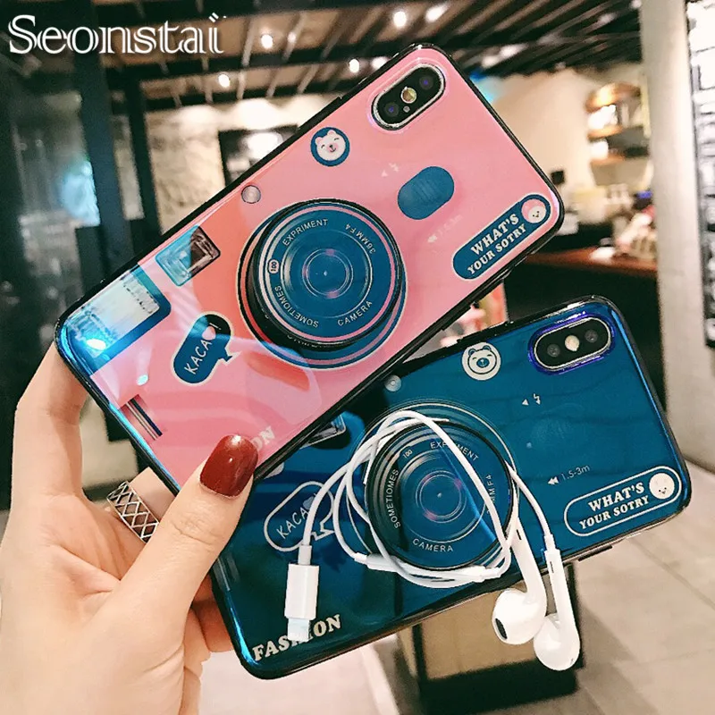 Чехол с подставкой для iPhone XS Max 10 милые силиконовые чехлы держателем камеры чехол