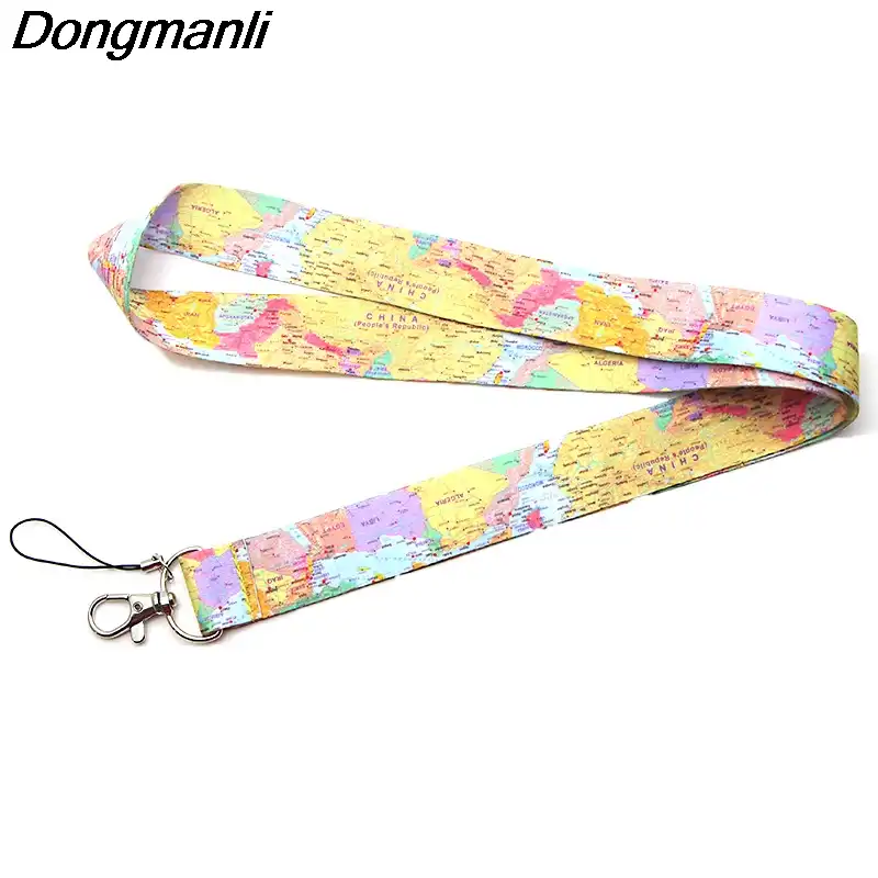 P3802 Dongmanli карта мира шнур бейдж ID ремешки/Мобильный телефон Веревка/брелок шейный