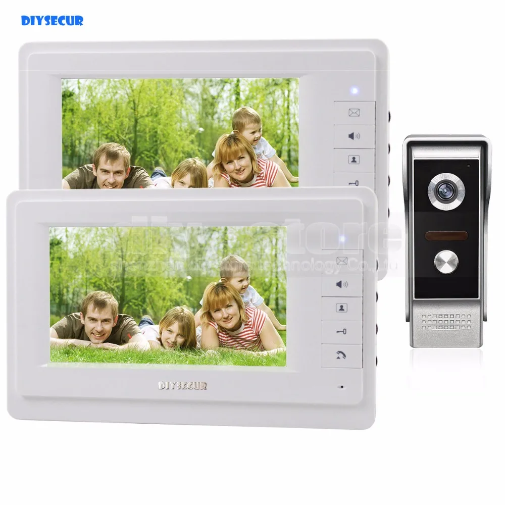 

DIYSECUR 7 inch TFT Color LCD Display Video Door Phone Video Intercom Doorbell 700TVLine HD IR Night Vision Camera 1V2