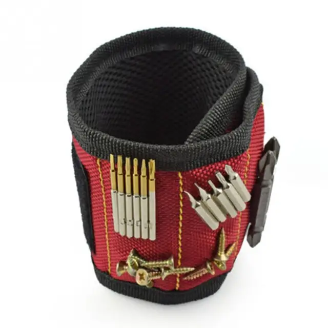 2018 New Polyester Magnetic Wristband Portable Tool Bag Electrician Wrist Tool Belt Screws Nails Drill Bits Holder Repair Tools