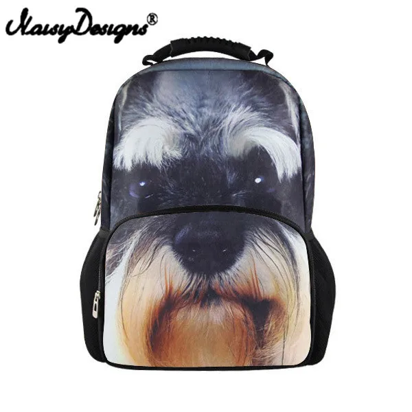 Бесшумный 3D миниатюрный мужской рюкзак Schnauzer с животным принтом вместительный