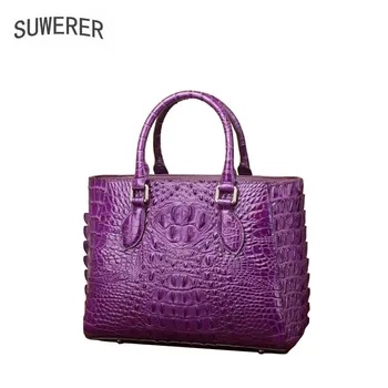 

2020 new fashion crocodile pattern handbag European and American first layer cowhide handbag Vintage leather handbag