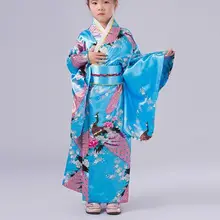 Цвет небесно-синий детская юката OBI винтажные японские гриль кимоно детская юката хаори платье традиционное японское кимоно