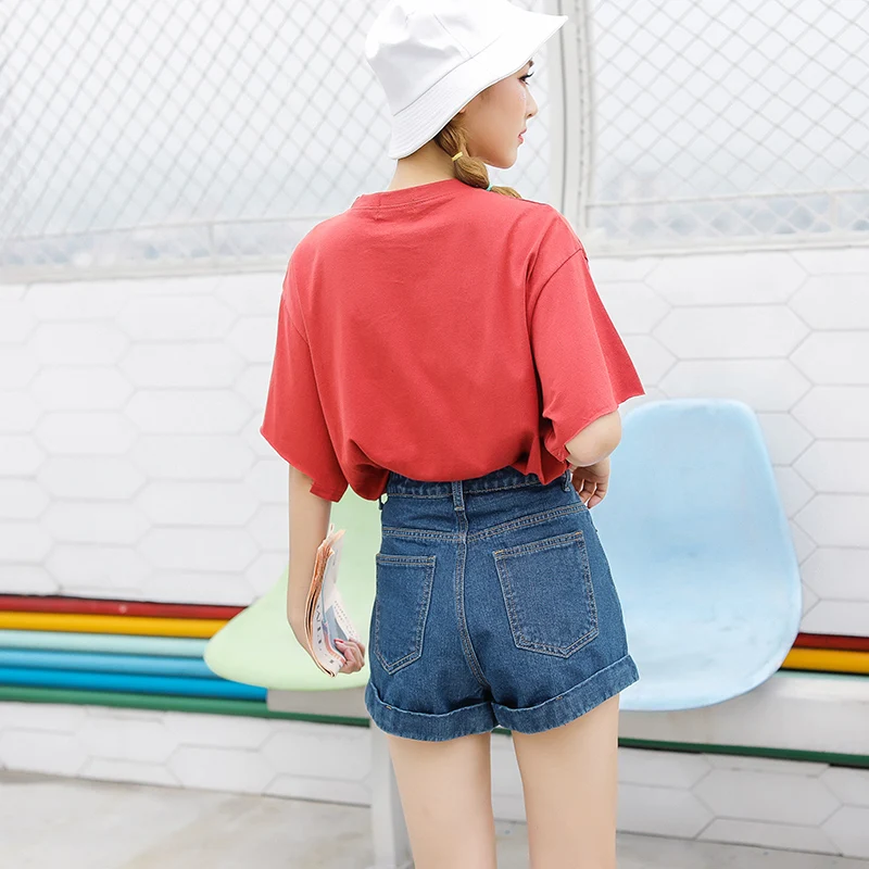 High Waist Denim Shorts Size Female Short Jeans for Women 2018 Summer Ladies Hot Shorts solid crimping denim shorts Jeans