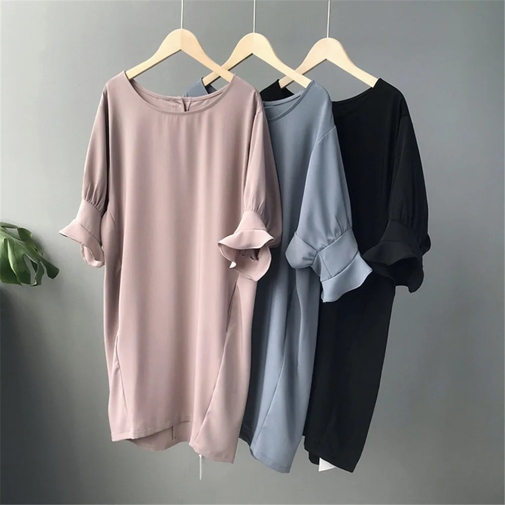 High quality Cocoon Style Straight Dress For women Butterfly Sleeve Wide Chest Dresses Vestidos de fiesta O-neck Loose Dress (1)