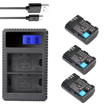

2PCS 1865mAh LP-E6 LP E6 LP-E6N Battery + USB Charger For Canon EOS 5DS 5D Mark II Mark III 6D 7D 60D 60Da 70D 80D DSLR EOS 5DSR