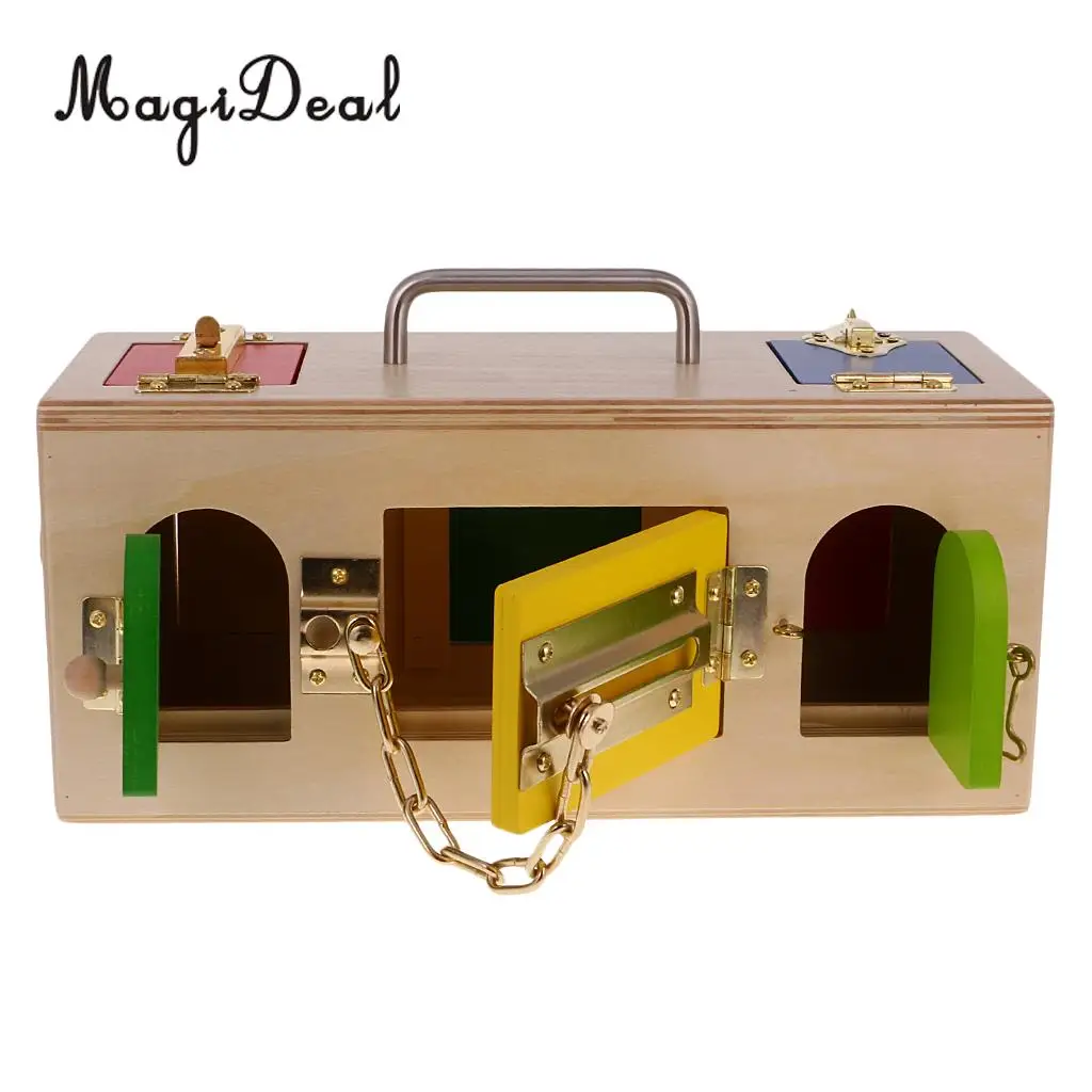 MagiDeal Wooden Montessori Practical Material Little Lock Box Kids Early Educational Toy for Cultivate Child Intelligence Gift