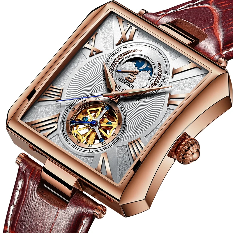

Switzerland Automatic Mechanical Watch Men Sapphire Binger Luxury Brand Waterproof Watches Male Tourbillon Wrist watch Clock