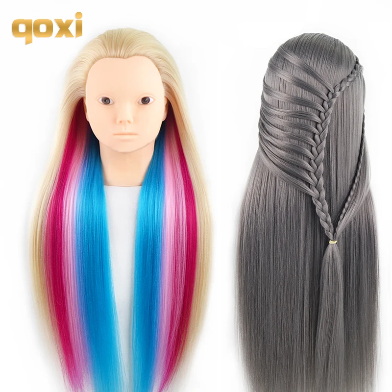 

Qoxi Professional training head with long thick hairs practice madeup Hairdressing mannequin dolls Styling maniqui tete for sale