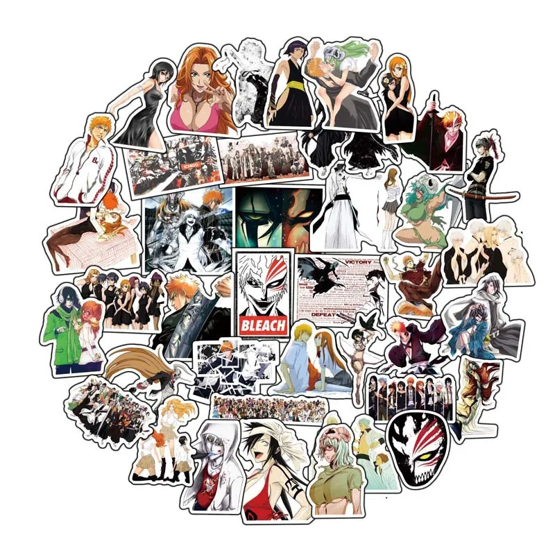 

ZTZ121 50PCS Japanese Cartoon Anime Cool Bleaching Death Waterproof Sticker Notebook Refrigerator Guitar Skate Death Sticker Toy