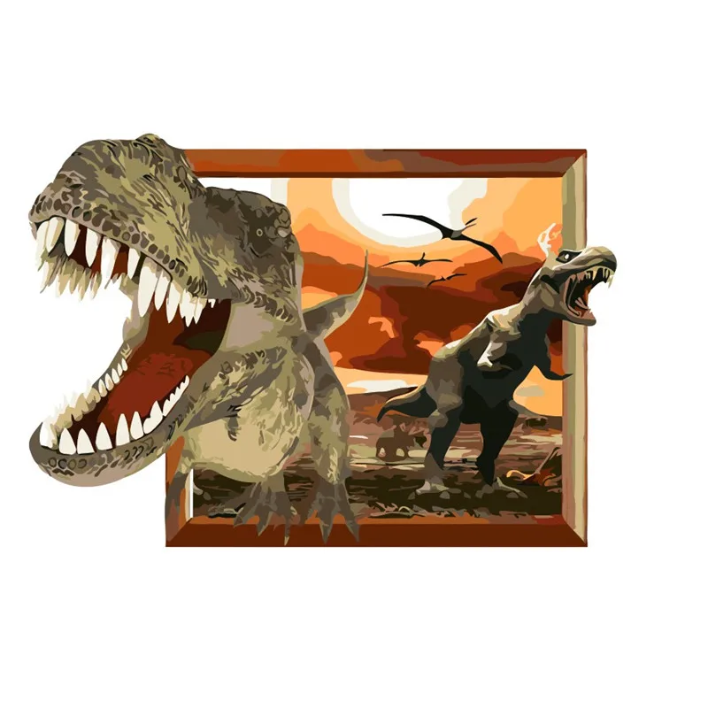 

3D dinosaur cartoon painting Home Decor drawing by number picture By Numbers Hand work Canvas decoration living room Wall Art