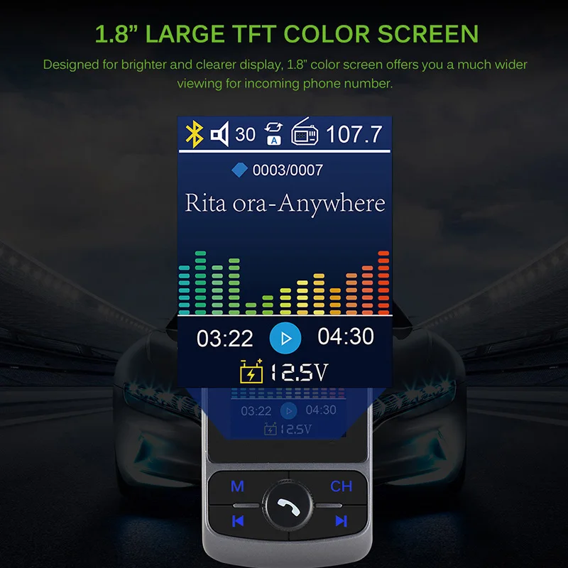 1," цветной экран AUX модулятор Bluetooth беспроводной MP3 радио адаптер автомобильный комплект 5 в 3.1A USB зарядное устройство TF карта fm-передатчик